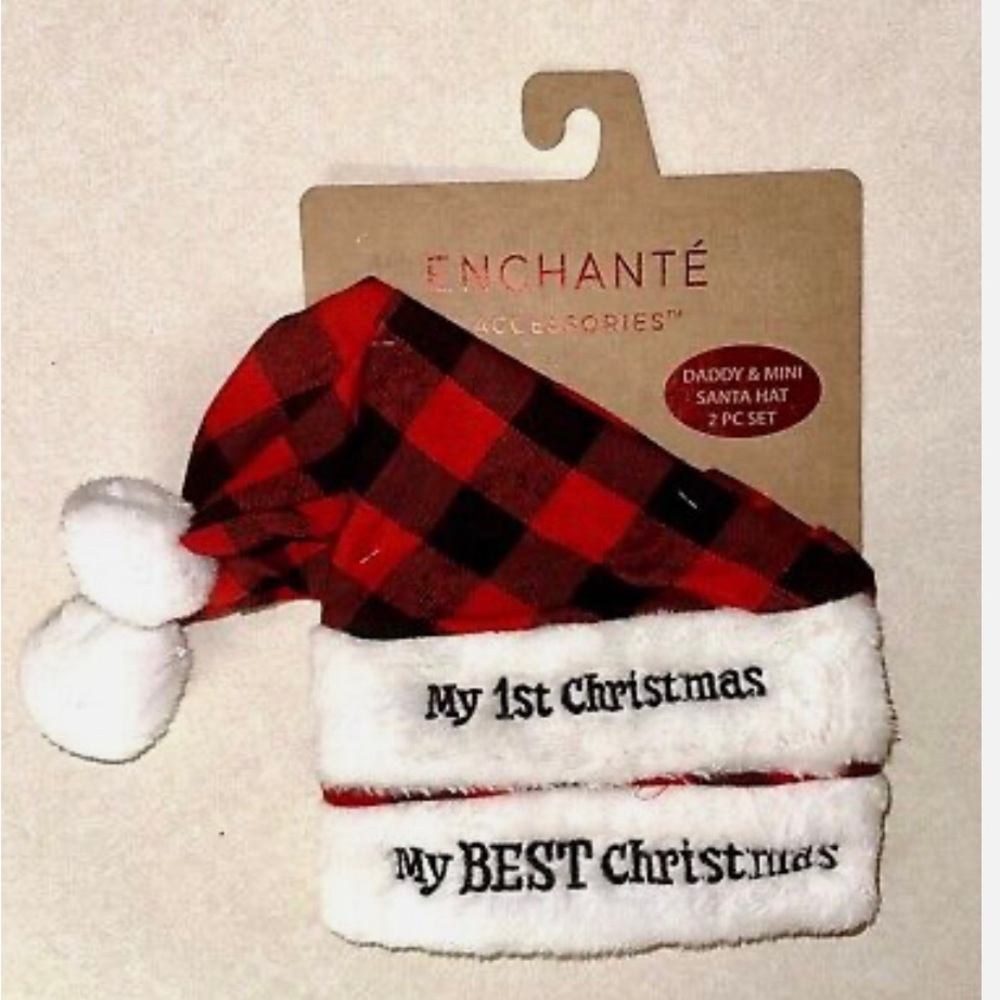 Enchante Accessories Daddy & Mini Santa Hat 2PC Set